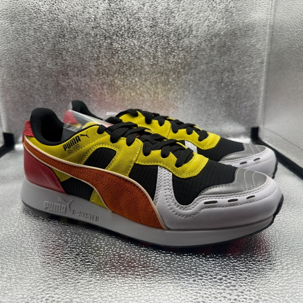 Size 9.5 Puma RS 100 X Roland Black White Orange Mens Athletic Shoes 368405-01